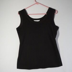 Misook Lot of 2 Black Knit Tank Top Sleeveless Scoop Neck Side Slits S Capsule